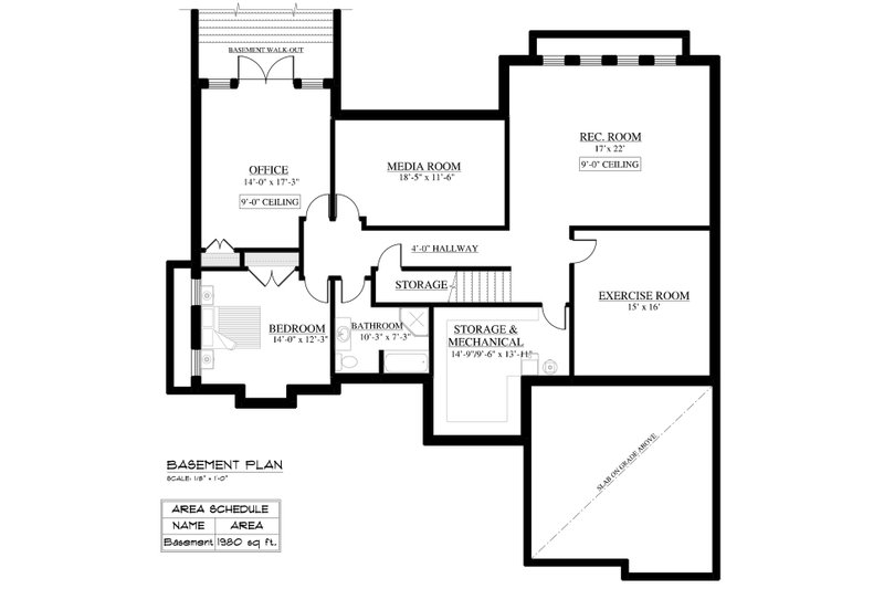 Home Plan - Floor Plan - Lower Floor for Craftsman House Plan #1101-4 - 3 bed, 3.5 bath