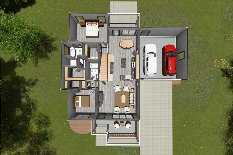 Home Plan - Floor Plan - Main Floor 1 for Cottage House Plan #513-2214 - 4 bed, 4 bath