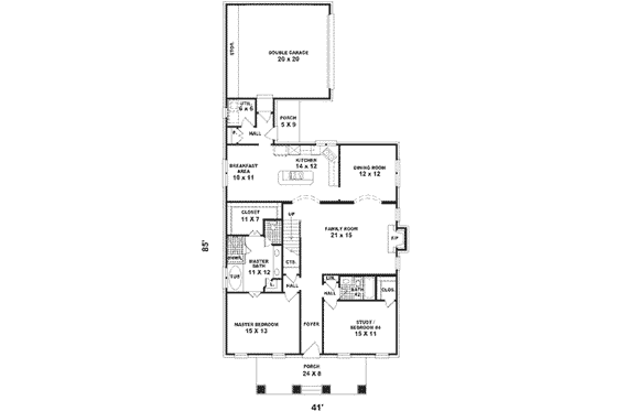 Floor Plan - Main Floor for European House Plan #81-418 - 4 bed, 3 bath