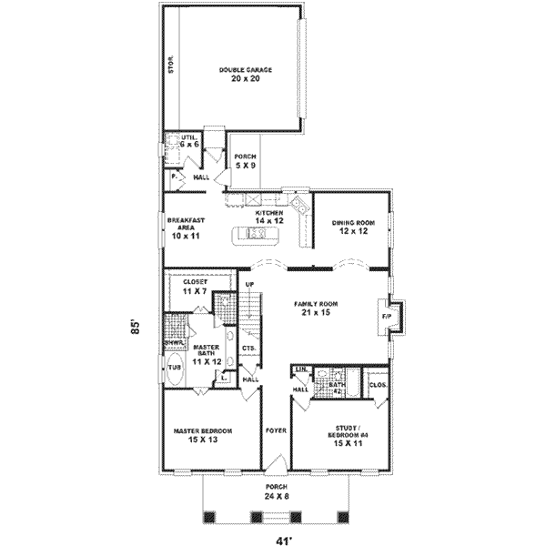 Floor Plan - Main Floor for European House Plan #81-418 - 4 bed, 3 bath