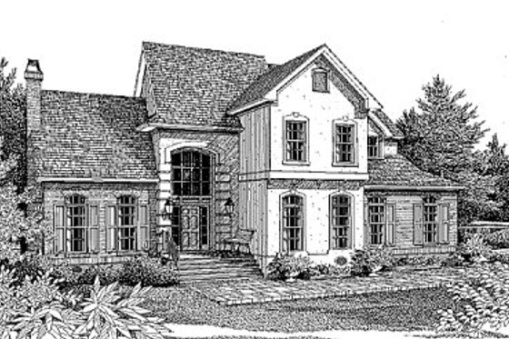 Exterior - Front Elevation for European House Plan #41-167 - 3 bed, 3.5 bath