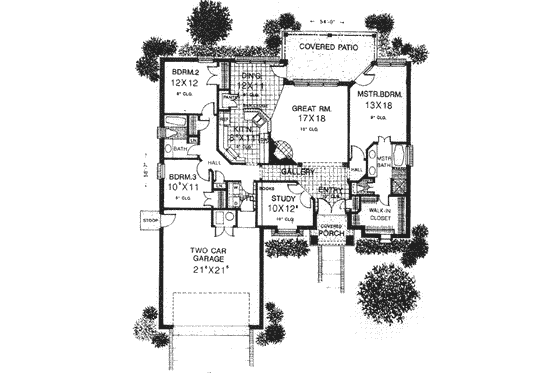 Floor Plan - Main Floor for European House Plan #310-581 - 3 bed, 2 bath