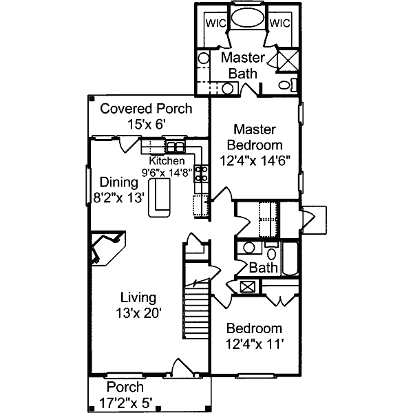 Architectural House Design - Cottage Floor Plan - Main Floor Plan #37-164