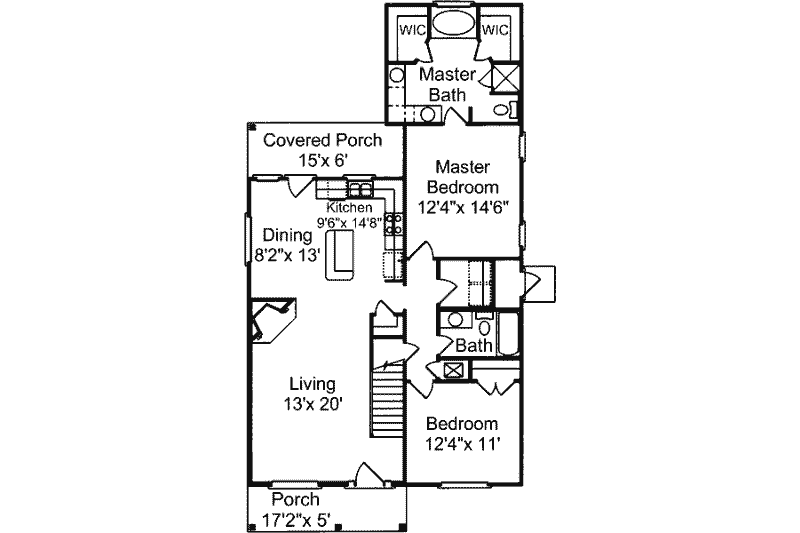 Home Plan - Floor Plan - Main Floor for Cottage House Plan #37-164 - 4 bed, 3 bath