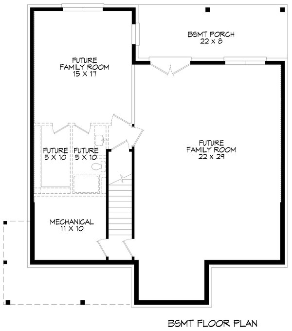 Farmhouse Floor Plan - Lower Floor Plan #932-1067