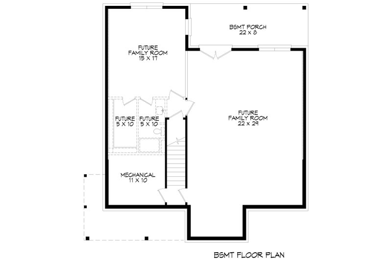 Home Plan - Floor Plan - Lower Floor for Farmhouse House Plan #932-1067 - 3 bed, 2.6 bath