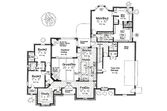 Floor Plan - Main Floor for European House Plan #310-673 - 3 bed, 2.5 bath