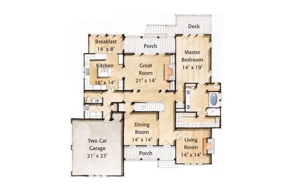 Floor Plan - Main Floor for Farmhouse House Plan #429-35 - 4 bed, 3.5 bath