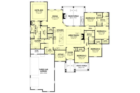 Floor Plan - Main Floor for Craftsman House Plan #430-179 - 5 bed, 3.5 bath