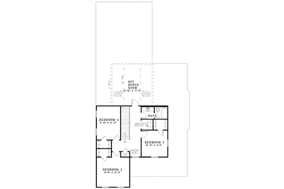 Floor Plan - Upper Floor for Colonial House Plan #17-2115 - 4 bed, 2.5 bath