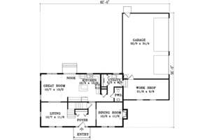 Floor Plan - Main Floor for Colonial House Plan #1-1040 - 4 bed, 2.5 bath