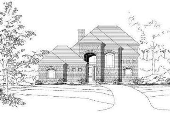 Exterior - Front Elevation for European House Plan #411-573 - 3 bed, 2.5 bath