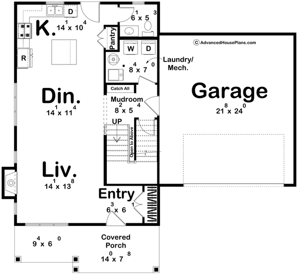 House Blueprint - Floor Plan - Main Floor for Traditional House Plan #455-786 - 3 bed, 2.5 bath