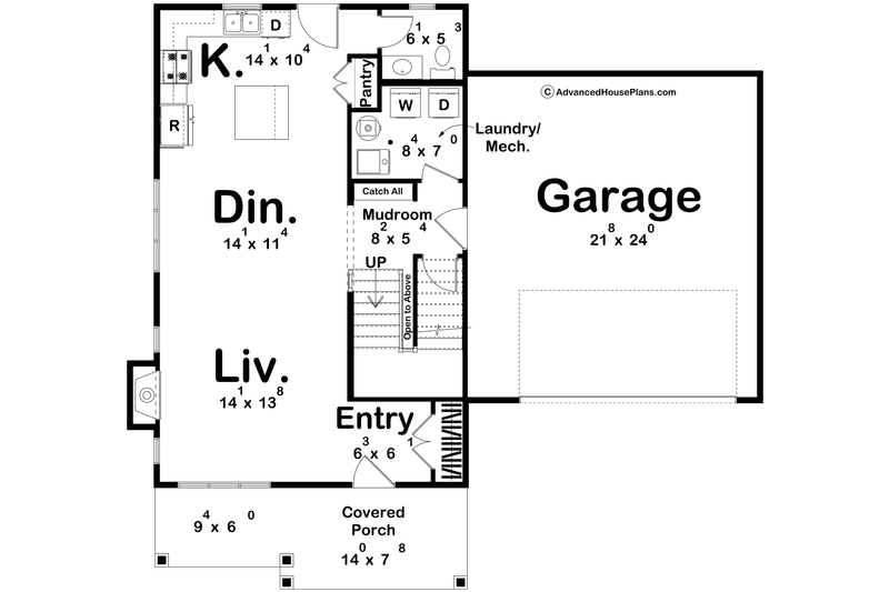 House Blueprint - Floor Plan - Main Floor for Traditional House Plan #455-786 - 3 bed, 2.5 bath