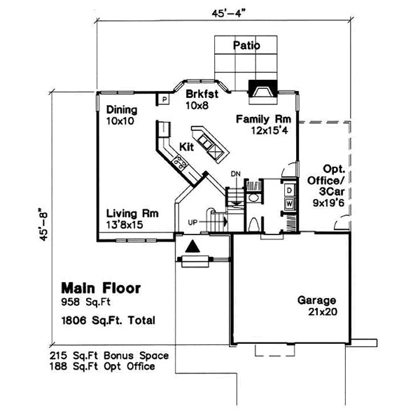 Architectural House Design - Traditional Floor Plan - Main Floor Plan #50-190