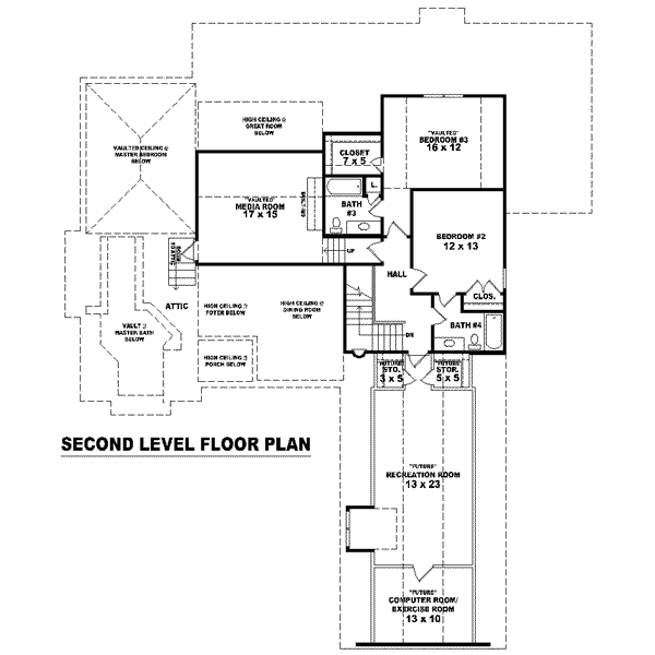 Floor Plan - Upper Floor for Colonial House Plan #81-1616 - 3 bed, 4 bath