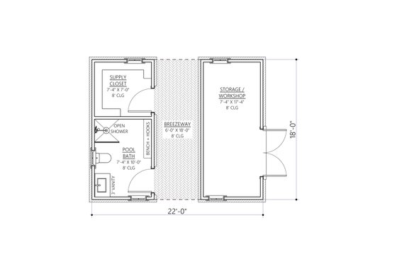 Floor Plan - Main Floor 1 for Craftsman House Plan #1094-16, 1 bath