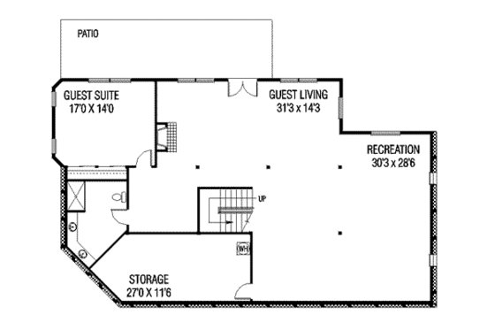 Floor Plan - Lower Floor for Traditional House Plan #60-527 - 4 bed, 3 bath