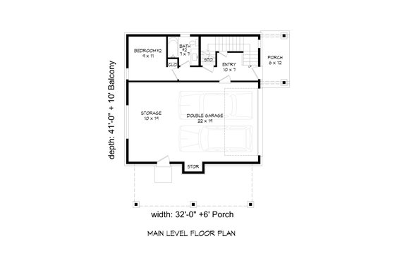 Floor Plan - Main Floor for Modern House Plan #932-373 - 2 bed, 2 bath