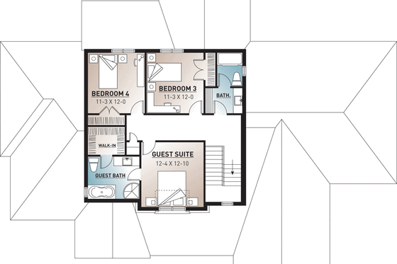 Exterior - Rear Elevation for Traditional House Plan #23-831 - 4 bed, 3.5 bath
