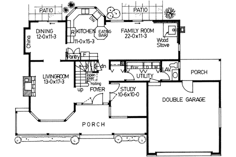Home Plan - Floor Plan - Main Floor for Colonial House Plan #126-114 - 3 bed, 2.5 bath