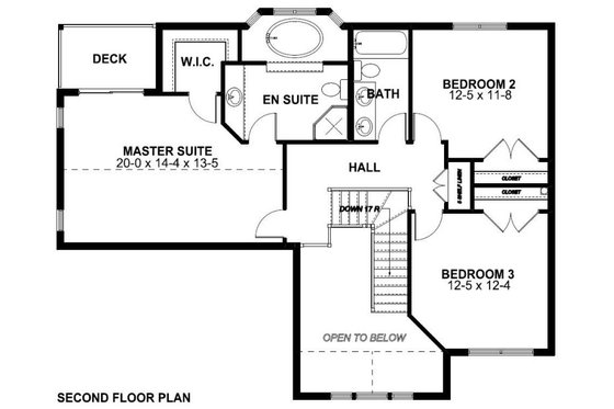 Floor Plan - Upper Floor for Craftsman House Plan #126-158 - 3 bed, 3 bath