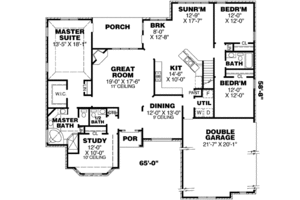 Floor Plan - Main Floor for European House Plan #34-203 - 3 bed, 2.5 bath