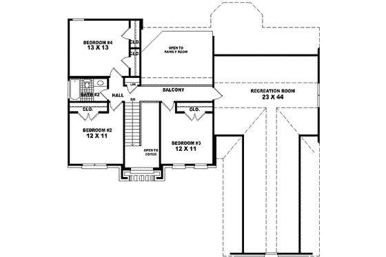 Floor Plan - Upper Floor for European House Plan #81-522 - 4 bed, 2.5 bath