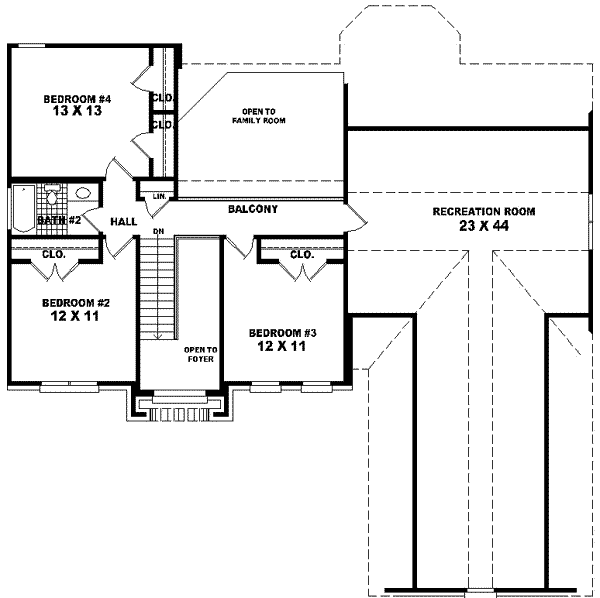 Floor Plan - Upper Floor for European House Plan #81-522 - 4 bed, 2.5 bath