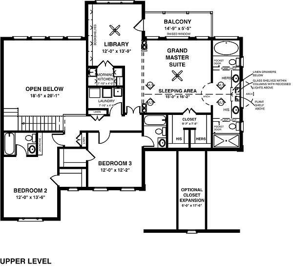 Traditional Floor Plan - Upper Floor Plan #56-545