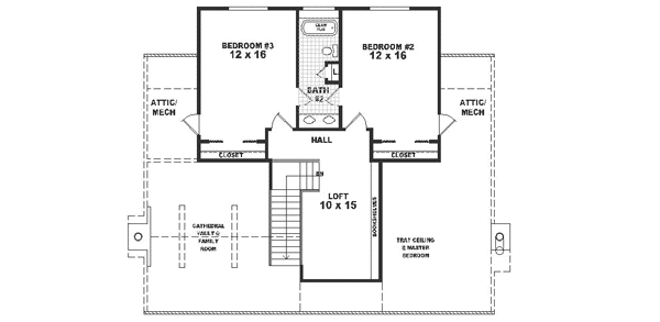 Country Floor Plan - Upper Floor Plan #81-103