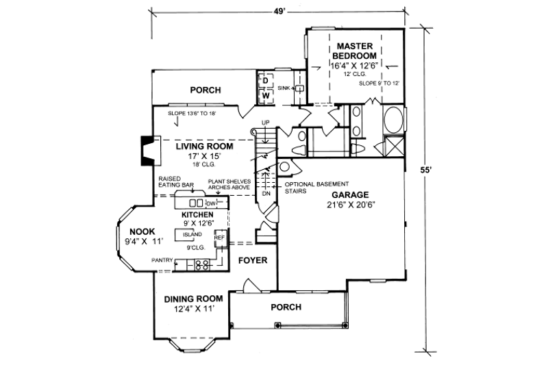 Dream House Plan - Floor Plan - Main Floor for Traditional House Plan #20-330 - 3 bed, 2.5 bath