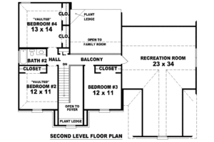 Floor Plan - Upper Floor for European House Plan #81-847 - 4 bed, 2.5 bath