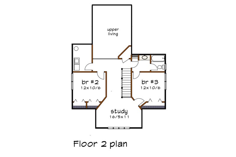 Architectural House Design - Floor Plan - Upper Floor for Bungalow House Plan #79-356 - 3 bed, 2.5 bath
