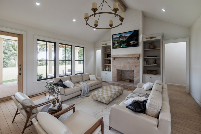 House Design - Interior - Family Room 1 for Farmhouse House Plan #1074-110 - 4 bed, 3.5 bath