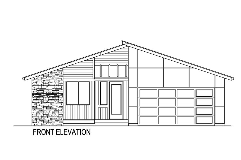 House Blueprint - Exterior - Front Elevation 3 for Contemporary House Plan #569-69 - 3 bed, 2 bath