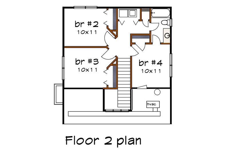 House Blueprint - Floor Plan - Upper Floor for Bungalow House Plan #79-374 - 4 bed, 2.5 bath