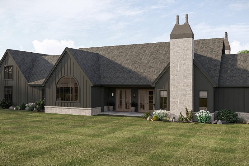 House Plan Design - Exterior - Rear Elevation 1 for Cottage House Plan #455-738 - 4 bed, 3.5 bath