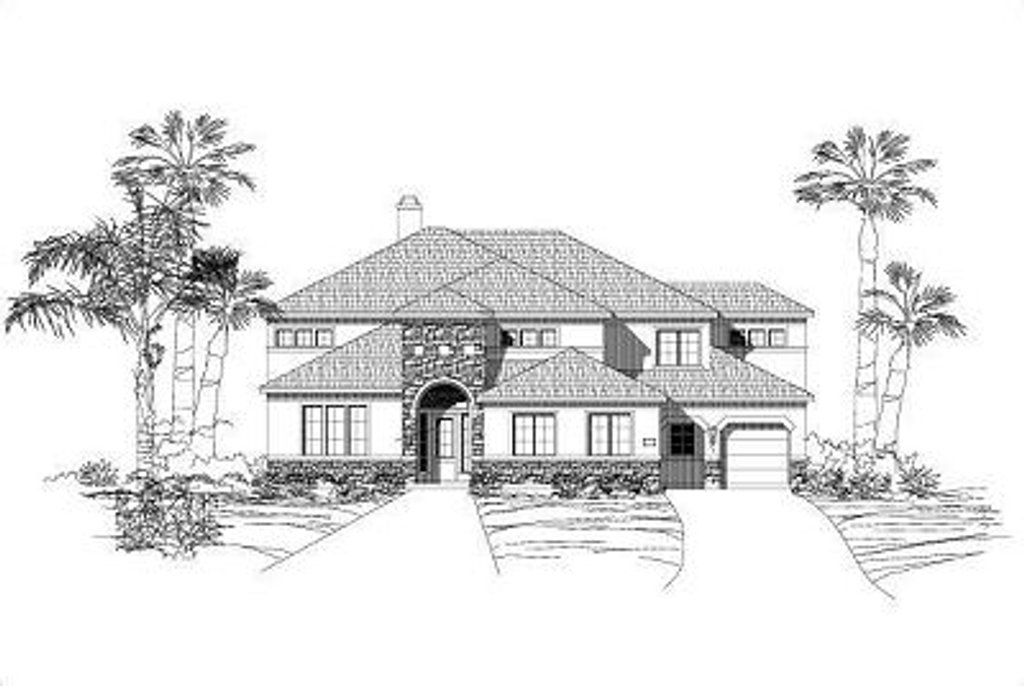 Exterior - Front Elevation 2 for European House Plan #411-519 - 5 bed, 4 bath