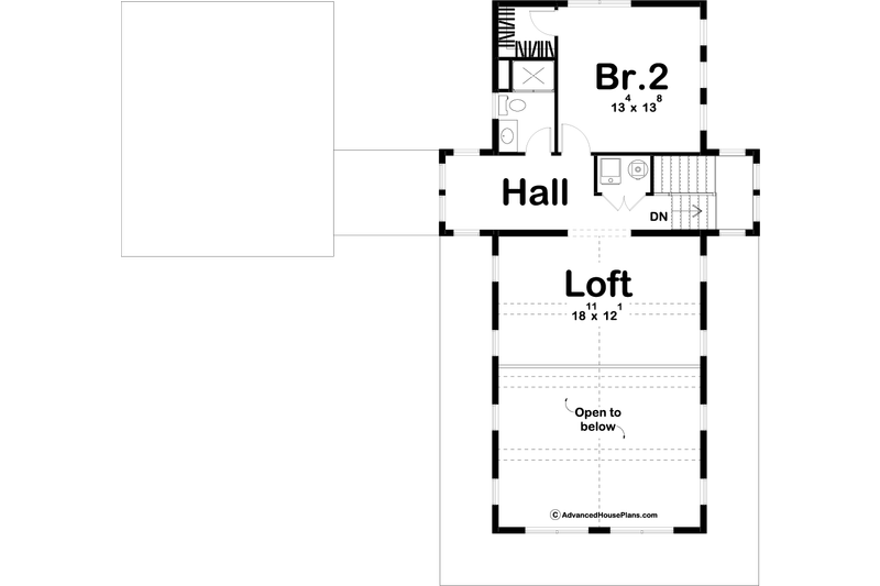 Architectural House Design - Floor Plan - Upper Floor for Farmhouse House Plan #455-208 - 2 bed, 2 bath