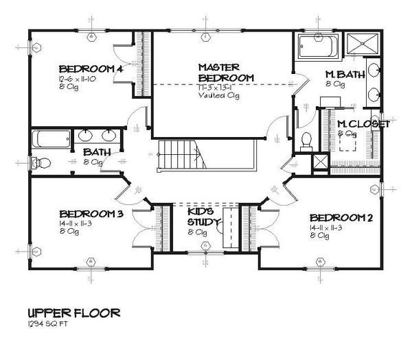Traditional Floor Plan - Upper Floor Plan #901-85