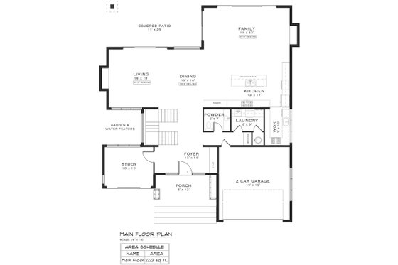 Floor Plan - Main Floor for Modern House Plan #1101-12 - 3 bed, 3.5 bath