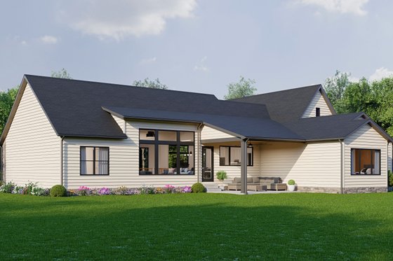 Exterior - Rear Elevation for Country House Plan #1089-23 - 3 bed, 2 bath