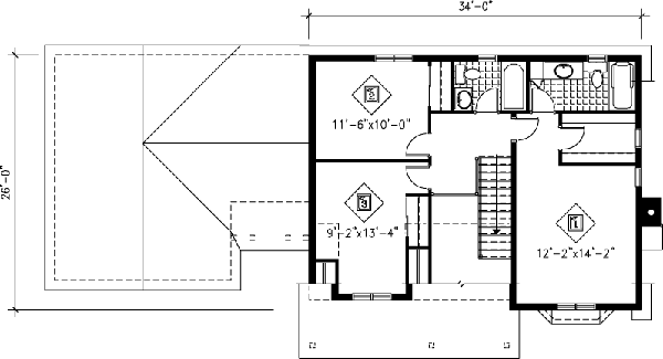 Traditional Floor Plan - Upper Floor Plan #25-4165