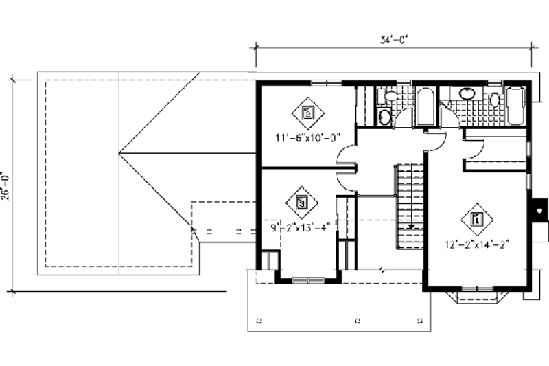 Dream House Plan - Floor Plan - Upper Floor for Traditional House Plan #25-4165 - 3 bed, 2.5 bath