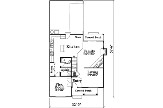 Floor Plan - Main Floor for Traditional House Plan #78-216 - 3 bed, 2.5 bath