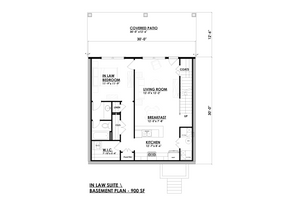 Floor Plan - Lower Floor for Farmhouse House Plan #30-351 - 3 bed, 3.5 bath