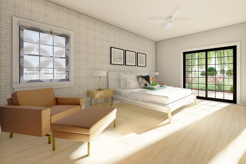 House Blueprint - Interior - Master Bedroom for Farmhouse House Plan #126-176 - 1 bed, 1.5 bath