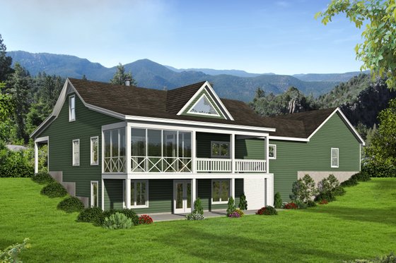 Exterior - Rear Elevation for Country House Plan #932-37 - 2 bed, 2 bath