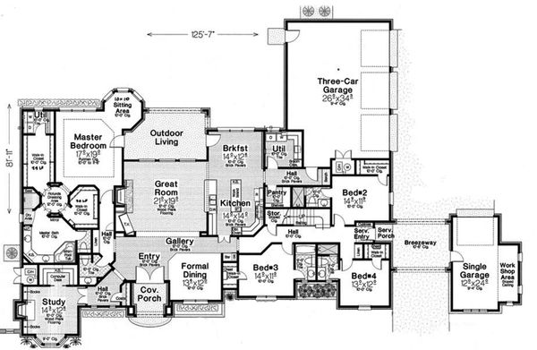 House Blueprint - European Floor Plan - Main Floor Plan #310-1315